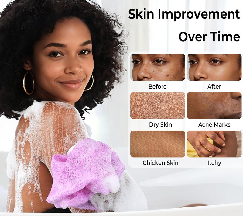 RelaxScene African Net Sponge Authentic - Exfoliating Back Scrub Bath Sponge with Knots - Afro Scrub Body Scrubber Exfoliator Washcloth - African Body Care Daily Use Shower Essentials - Image 3